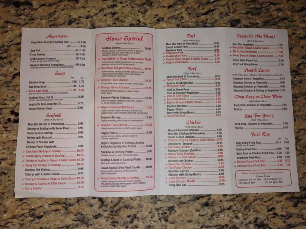 Oriental Sizzling Menu 2